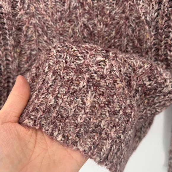 Lucky Brand Purple Marled Cable Knit Raglan Sweater Small Pink Cabin Core - Picture 4 of 8